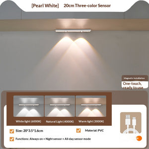 Under Cabinet Lights LED Motion Sensor Indoor, USB Rechargeable ,3 Light Modes Stepless Dimming Hill Light, 6500K Night Light for Closet Cabinet Kitchen Wardrobe (15.74in/40cm)
