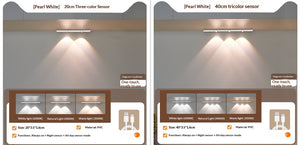 Under Cabinet Lights LED Motion Sensor Indoor, USB Rechargeable ,3 Light Modes Stepless Dimming Hill Light, 6500K Night Light for Closet Cabinet Kitchen Wardrobe (15.74in/40cm)