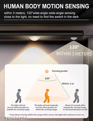 Under Cabinet Lights LED Motion Sensor Indoor, USB Rechargeable ,3 Light Modes Stepless Dimming Hill Light, 6500K Night Light for Closet Cabinet Kitchen Wardrobe (15.74in/40cm)